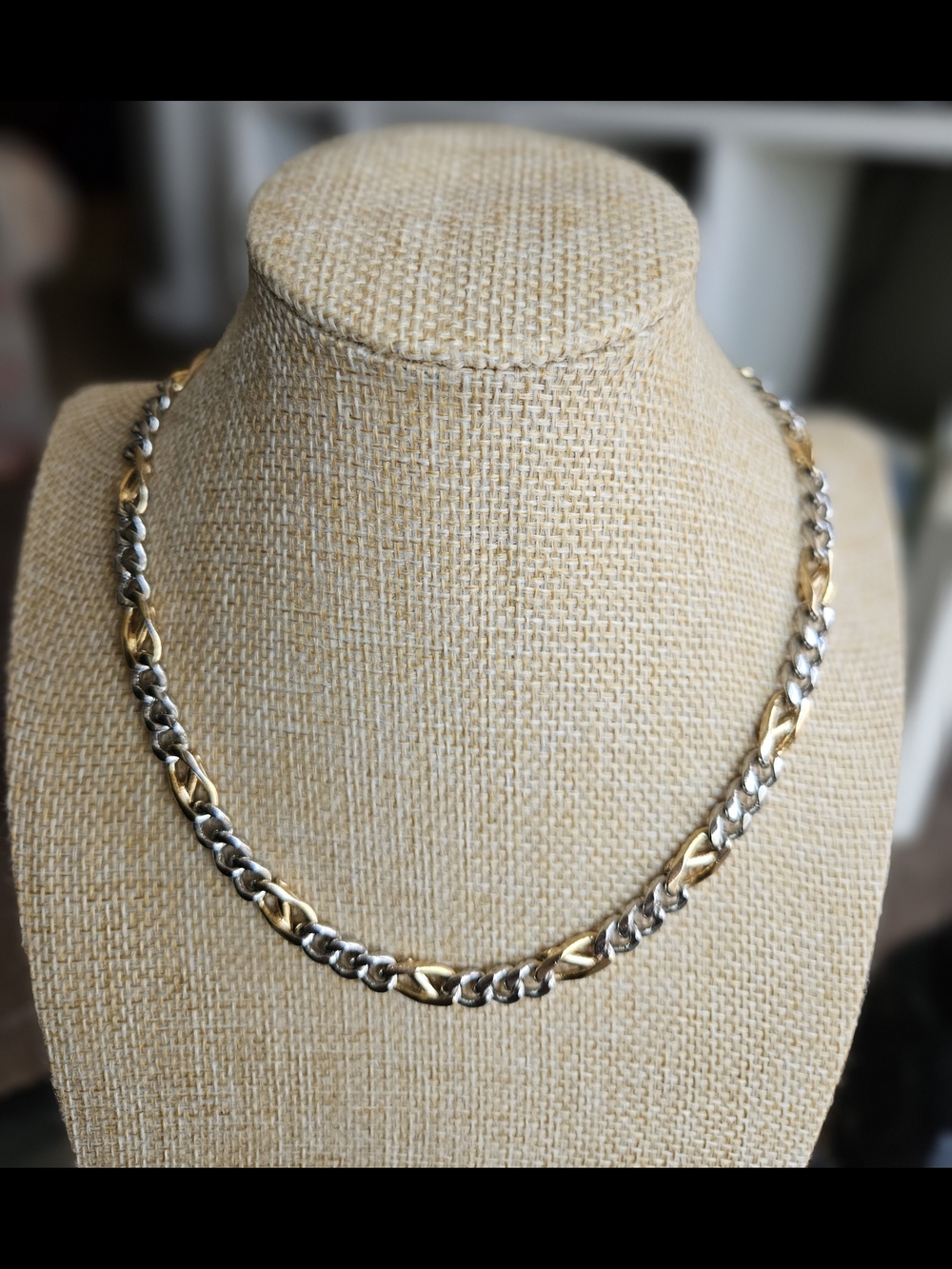 Two-Tone Gold and Silver Link Necklace - Women Jewelry